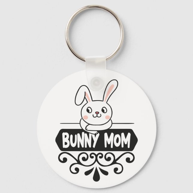 Cute Bunny mum rabbit lover Key Ring (Front)