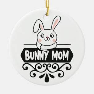 Cute Bunny mum rabbit lover photo Ceramic Ornament
