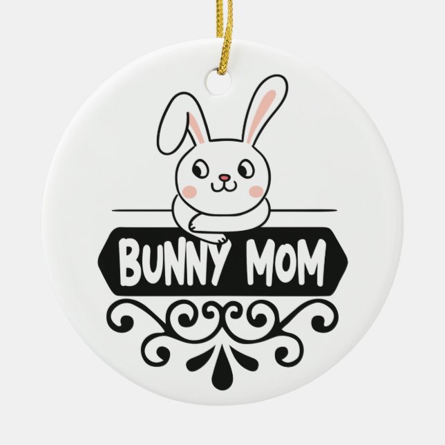 Cute Bunny mum rabbit lover photo Ceramic Ornament (Front)