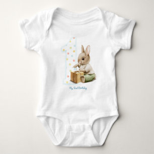 Cute Bunny My First Birthday T-Shirt Baby Bodysuit