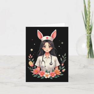 Cute Bunny Nurse Anime Girl Easter Medical Istant Card