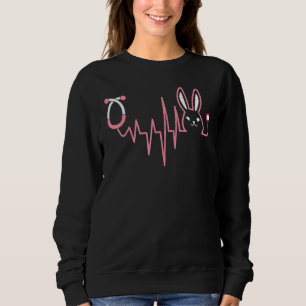 Cute Bunny Nurse Heartbeat Nurse Squad Happy Easte Sweatshirt