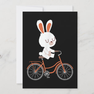 Cute Bunny On Bike Rabbit Cycling Bicycle Bunny Invitation