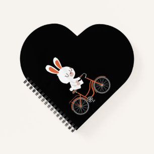 Cute Bunny On Bike Rabbit Cycling Bicycle Bunny Notebook