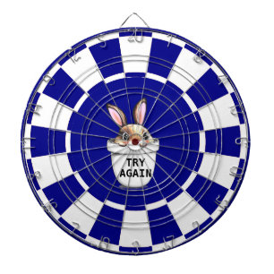 Cute Bunny on Navy Blue and White Dart Board
