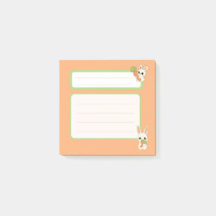 Cute Bunny Orange Post-it Notes Stationery