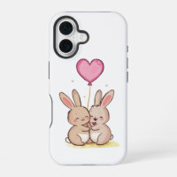 Cute Bunny Pair with Heart Balloon Phone Case 