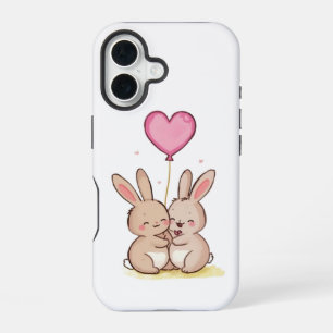 Cute Bunny Pair with Heart Balloon Phone Case 