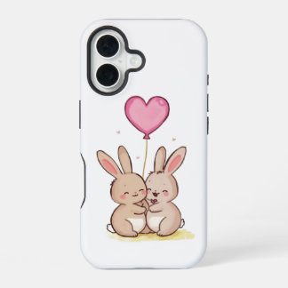 Cute Bunny Pair with Heart Balloon Phone Case 