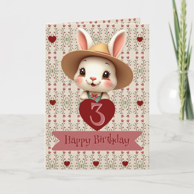 Cute Bunny Paper Birthday Card (Front)
