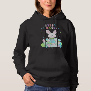 Cute Bunny Pastel Spring Eggs Hunt Rabbit Happy Ea Hoodie
