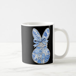 Cute Bunny Patchwork Coquette Bow Eggs Happy Easte Coffee Mug