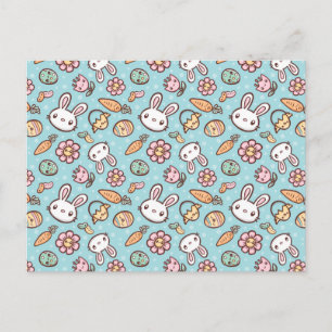 Cute Bunny Pattern Postcard