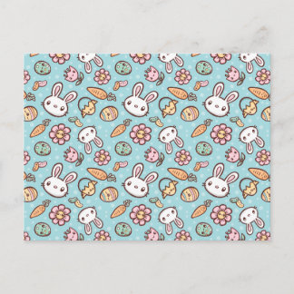 Cute Bunny Pattern Postcard