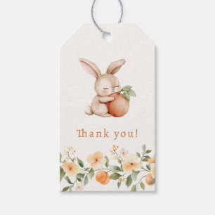Cute Bunny Peach Floral Thank You Gift Tag
