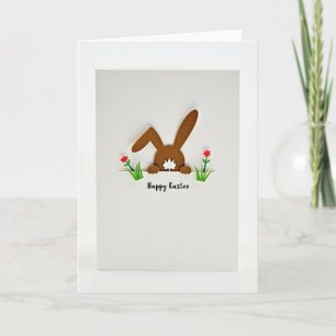 Cute Bunny Peek Paper Cut Card