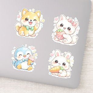 Cute Bunny, Penguin & Shiba Inu Pastel Kawaii