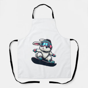 Cute Bunny Performing Snowboarding Trick Kids East Apron