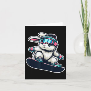 Cute Bunny Performing Snowboarding Trick Kids East Card