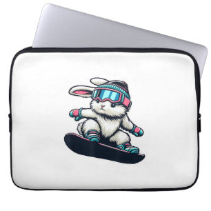 Cute Bunny Performing Snowboarding Trick Kids East Laptop Sleeve