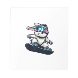 Cute Bunny Performing Snowboarding Trick Kids East Notepad