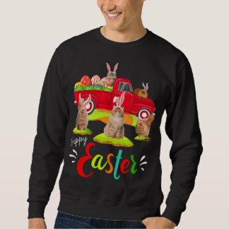Cute Bunny Persian Cats Riding Red Truck Happy Eas Sweatshirt