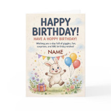 Cute Bunny Personalised Birthday Card for Kids