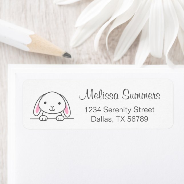 Cute Bunny Pet Return Address Return Address Label (Insitu)