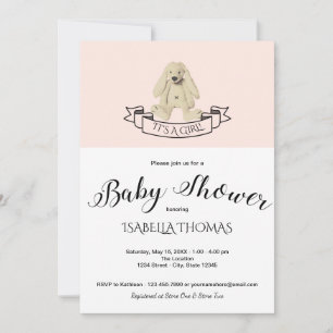 Cute Bunny Pink Baby Shower Invitation