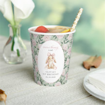 Cute Bunny, Pink Bow, Pink Flowers, First Birthday