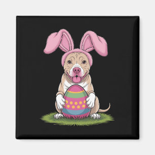 Cute Bunny Pitbull Dog Easter Hug Eggs Happy Easte Magnet