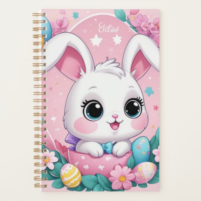 Cute Bunny Planner – Adorable Spring Journal for K (Front)