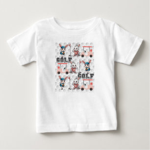 Cute Bunny Playing Gold Print Baby T-Shirt