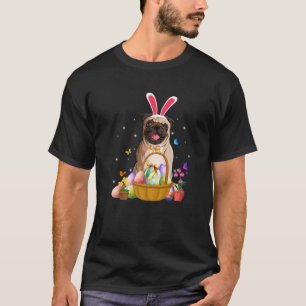 Cute Bunny Pug Dog With Easter Eggs Basket Happy E T-Shirt