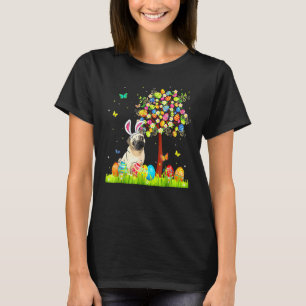 Cute Bunny Pug Easter Eggs Tree, Easter Puppy Dog  T-Shirt