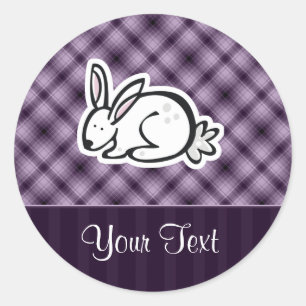Cute Bunny; Purple Classic Round Sticker
