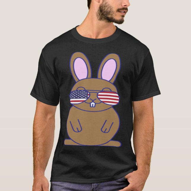 Cute Bunny Rabbit 4th of July Independence Day Men T-Shirt (Front)