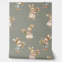 Cute Bunny Rabbit and Flowers