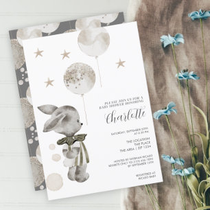 Cute Bunny Rabbit Baby Shower Invitation