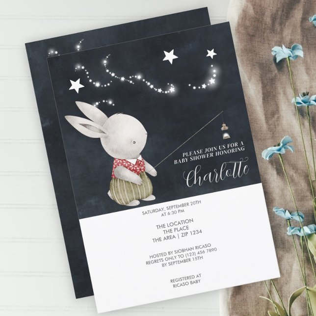 Cute Bunny Rabbit Baby Shower Invitation (Creator Uploaded)