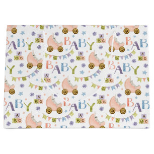Cute Bunny Rabbit Baby Shower Large Gift Bag