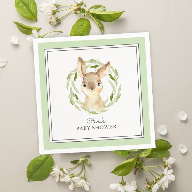 Cute Bunny Rabbit Baby Shower Napkin (Creator Uploaded)