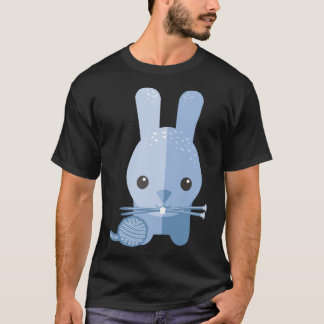 Cute bunny rabbit ball of yarn knitting needles Fi T-Shirt