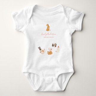 Cute Bunny Rabbit Birthday Baby Shower Invitation Baby Bodysuit