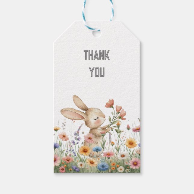 Cute bunny rabbit birthday gift tags (Front)