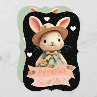 Cute Bunny Rabbit Birthday Invitation