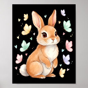 Cute Bunny Rabbit Butterfly Easter Day for Women Poster