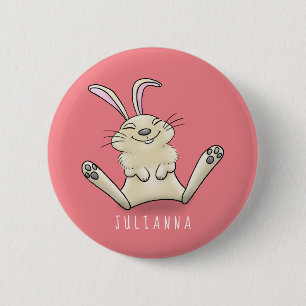 Cute bunny rabbit cartoon illustration 6 cm round badge