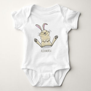 Cute bunny rabbit cartoon illustration baby bodysuit