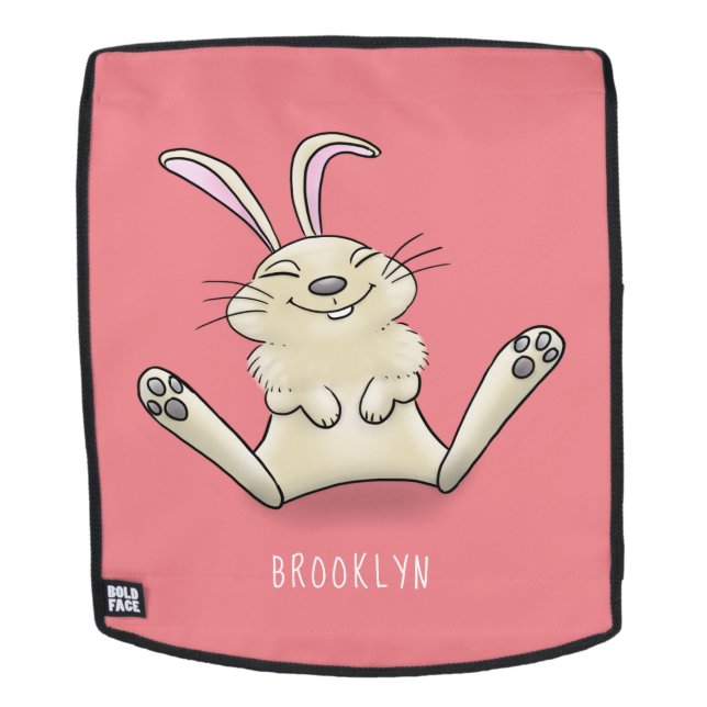 Cute bunny rabbit cartoon illustration backpack (Removable Face)
